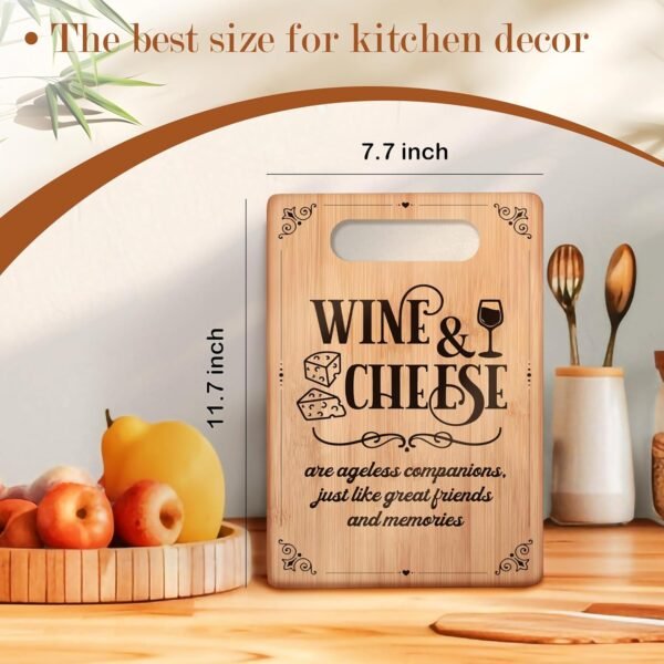 Wine and Cheese Cutting Board, Cheese Boards Charcuterie Boards, Gifts for Wine Lovers Cheese Lovers, Bamboo Cutting Board for Kitchen, Chopping Board for Kitchen - Image 4