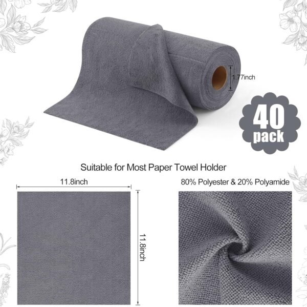 Homaxy Microfiber Cleaning Cloth Roll, 40 Pack Reusable Tear Away Towels, 11.8" x 11.8", Ultra Absorbent and Lint Free Cleaning Rags Towels for Car, House, Kitchen, Grey - Image 6