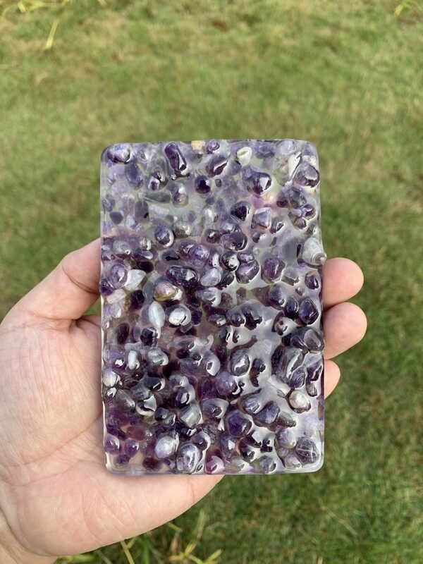 2Packs Handmade Rose Quartz and Amethyst Bar Soap Holder Stone Soap Dish for Shower and Bathroom Decor, Natural Soap Tray to Keep The Soap Dry (Amethyst+Pink Crystal) - Image 2
