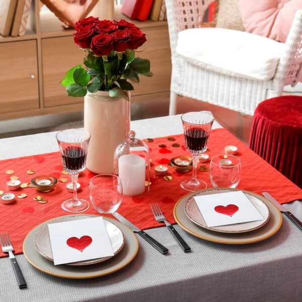 Janlaugh 200 Pcs Valentine Disposable Red Foil Love Heart Hand Napkins Decorative Paper Guest Towels for Valentine's Day Party Kitchen Lunch Dinner - Image 4