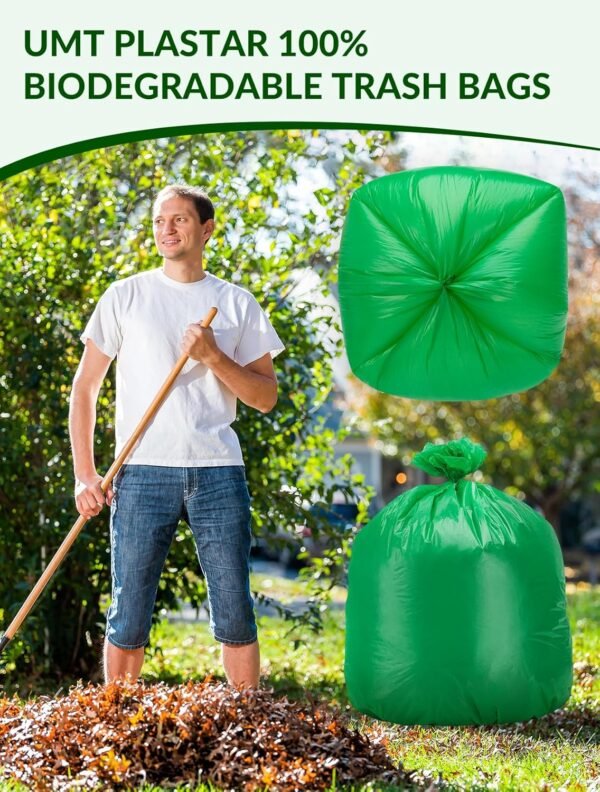 400 Count 100% Biodegradable & Compostable Trash Bags - 13-16 Gallon, 15 Microns, 24x24 Inches, Green Eco-Friendly - Image 4
