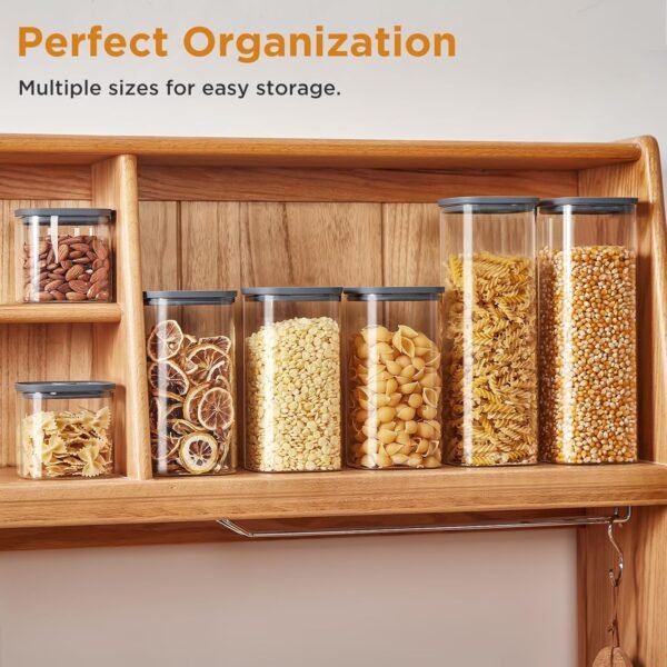 Square Glass Food Storage Jars with Lids[Set of 5], Perfect for Pasta, Cookies, Nuts, Coffee, Cereal, Flour,Organize Your Kitchen with these BPA-Free Glass Jars with Silicone Lids - Image 6