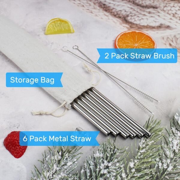 Metal Straws Reusable for Stanley Iceflow Flip 30oz Tumbler,6 Pack Replacement Stainless Steel Straws with 2PCS Straw Cleaner Brush for Stanley Accessories (Stainless Steel, for Stanley Iceflow 30oz) - Image 7