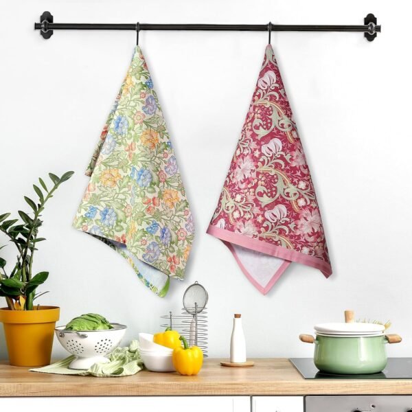 4Pcs Vintage Flower Kitchen Tea Towels 100% Cotton Colorful Leaves Hand Towels Multiple Uses Quick Dry Dish Cloth for Table, Kitchen Decor, Housewarming Gifts - Image 3