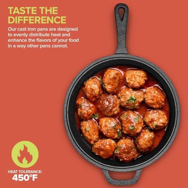 Modern Innovations 3-in-1 Dutch Oven, Cast Iron Pan (3.2QT) and Cast Iron Skillet (1.6QT) Combo, Cast Iron Pan with Lid, Preseasoned Cast Iron Pots and Pans Set, RV or Lodge Camping Cast Iron Set - Image 5