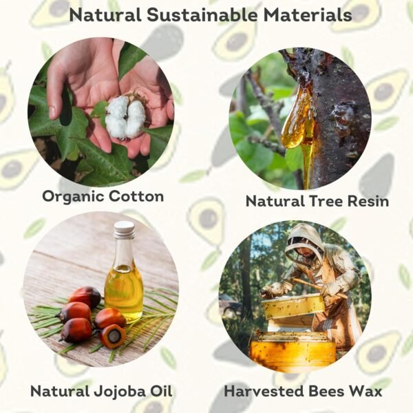 EKOH Honey Bee Wraps, Reusable Beeswax Food Wraps, Eco Friendly Beeswax Food Wrap, Sustainable Food Storage, Organic Cotton Food Wraps, Assorted 3 Pack (S, M, L), (Avocardo) - Image 4