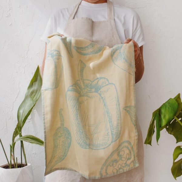 sea me at home Dish Towels for Kitchen, Jacquard Tea Towel Set, Stylish and Functional, A Great Gift for Any Home, 100% Turkish Cotton Towel Set of 4 (Garden Vegetables) - Image 5