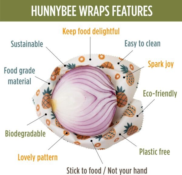 Trifecta Living Co. Versatile Beeswax Wraps,Set of 7-Fresh Food Keeper, Durable & Easily Cleaned, Sustainable Step Towards a Zero-Waste Kitchen, Unique Designs (Pineapple, Cactus, Star) - Image 4