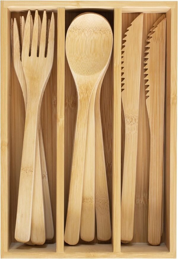 Totally Bamboo 12-Piece Reusable Bamboo Flatware Set with Portable Storage Case, Dishwasher Safe
