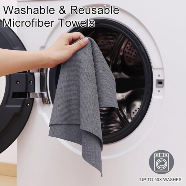 Homaxy Microfiber Cleaning Cloth Roll, 40 Pack Reusable Tear Away Towels, 11.8" x 11.8", Ultra Absorbent and Lint Free Cleaning Rags Towels for Car, House, Kitchen, Grey - Image 7