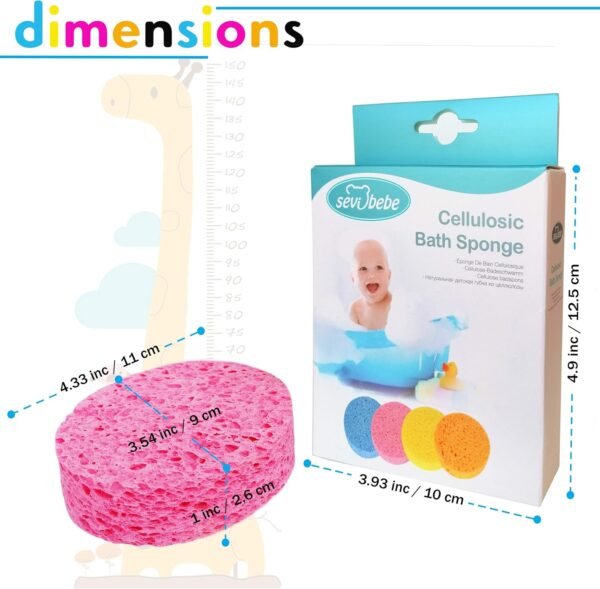 Cellulose Bath Sponge,100% All Natural Pure Baby Bath Sponge, Biodegradable, Hypoallergenic, Soft & Absorbent Sponge For Baby's Skin, Made in Turkey (Pink) - Image 2