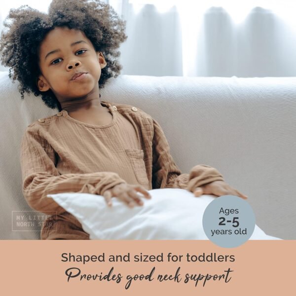 Toddler Pillow with Pillowcase - 13x18 Soft Organic Cotton Toddler Pillow for Sleeping - Washable Nap Pillow - Travel Pillow for Kids - Toddler Sleeping Pillow Toddler Bedding (White) - Image 5