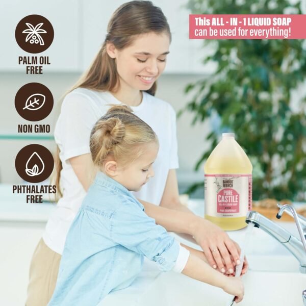 Pure Castile Soap Liquid Organic, Certified Palm Oil Free Natural Soap, Citrus Grapefruit, 1 Gallon - Image 4