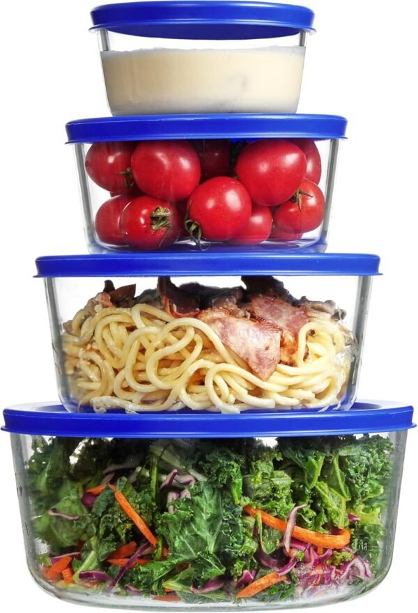 Vtopmart 4Pack Glass Bowls with Lids (1, 2, 4 & 7 Cup), Glass Food Storage Containers, Meal Prep and Leftovers Keeper, Lunch Containers, Microwave, Dishwasher & Freezer Safe