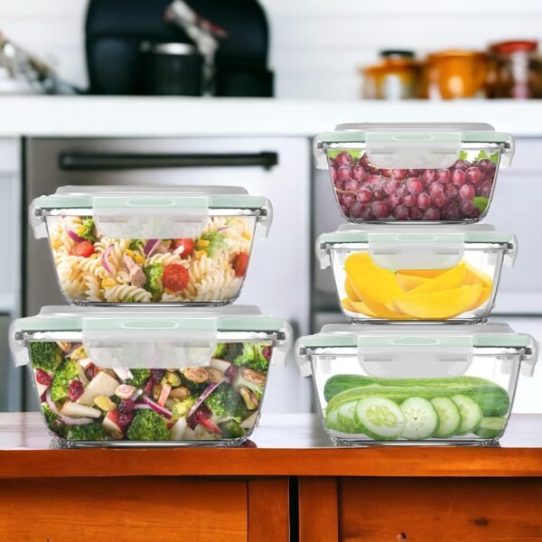 Razab 10 Pcs Glass Food Storage Containers with Lids – 40, 27, 17 Oz | Airtight Glass Storage Containers, BPA-Free meal prep containers reusable glass - Leakproof Kitchen Containers for Organizing - Image 7