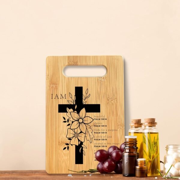 Inspirational Bible Verse Cutting Board, Christian Gifts for Women Faith Men Bamboo Cutting Board, I Am Beautiful Chosen Religious Decorative Cutting Board Kitchen Decor, Christian Gifts - Image 4
