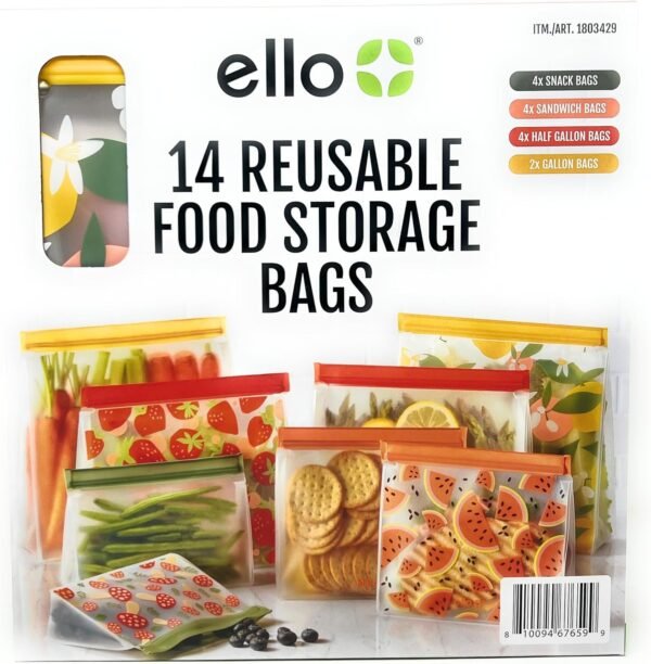 Ello Reusable Food Storage Bags - 14 Pieces