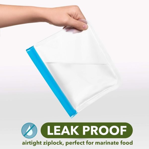 Greenzla Reusable Food Storage Bags – 12 Pack BPA FREE Freezer Bags (4 Reusable Gallon Bags & 4 Reusable Sandwich Bags & 4 Reusable Snack Bags), EXTRA THICK & Leakproof Reusable Lunch Bags for Food - Image 3