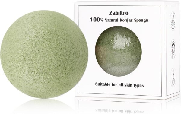 Natural Konjac Facial Sponges - Semicircles - for Gentle Face Cleansing and Exfoliation Eco-Friendly - Skincare Face Body Washing Cleaning - with Aloe Vera,1pc.