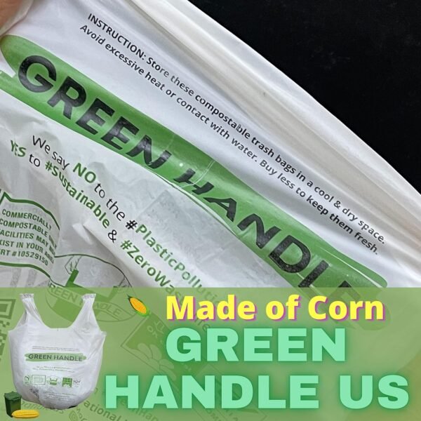 BPI certified 8 Gallon Extra Thick Compostable Trash Bag Liners with Handles (1.00 Mil = 25 mic) California SB 1383 ASTM D6400 Europe OK Home & Seedling (5~8 Gallon | 20~30 Liter) - Image 5