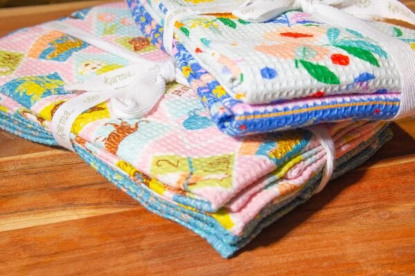 Karma, Waffle Weave Tea Towel Set of 2, 100% Cotton Waffle Weave Kitchen Dish Towels, 28x20 Inch Tea Towels for Kitchen Cleaning & Drying Dishes, Fruit - Image 6