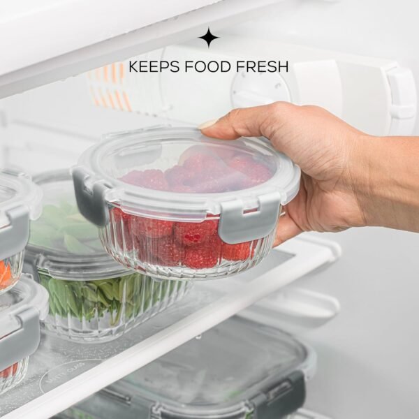 JoyJolt 24pc Fluted Glass Storage Containers with Lids. 12 Airtight, Freezer Safe Food Storage Containers, Pantry Kitchen Storage Containers, Glass Meal Prep Containers for Lunch - Image 4
