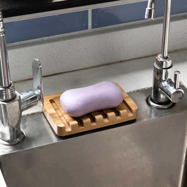 SHIDOW 2pcs Bamboo Wood Soap Dish Soap Tray Soap Dish for Shower Eco-Friendly Big Bar Soap Holder for Soaps, Sponge - Wooden Soap Tray with Drainage Natural Soap Saver for Bathroom. - Image 2
