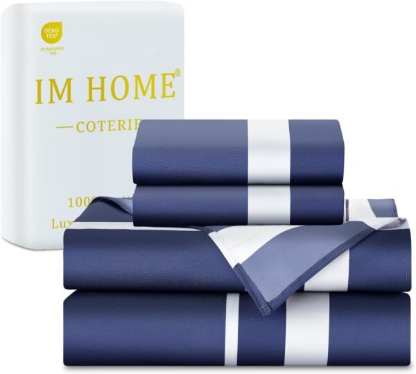 IM HOME Queen Size 4 Piece Sheet Set Organic Cotton Super Soft Luxury Bedding Sets with Deep Pocket - Wrinkle, Fade, Stain Resistant Oeko-Tex Bed Sheet Set