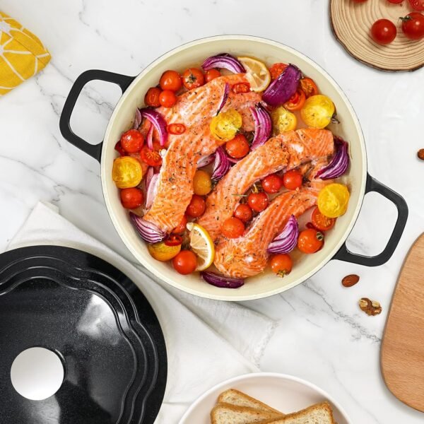 Dutch Oven Pot with Lid, 6.5 Quart Enameled Cast Aluminum Non-Stick Lightweight Pot for Braising, Baking and More, Oven Safe up to 446° F, Works on All Stovetops - Image 7