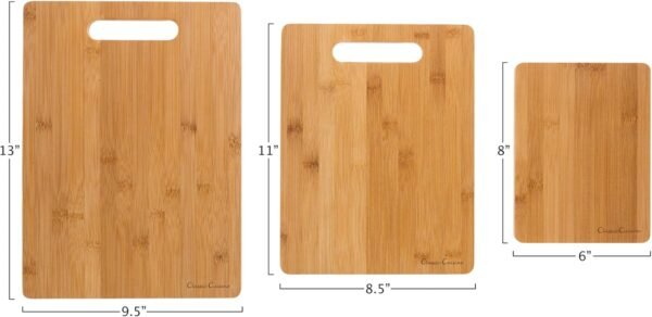Classic Cuisine 3 Piece Set Bamboo Cutting Board, Natural - Image 2