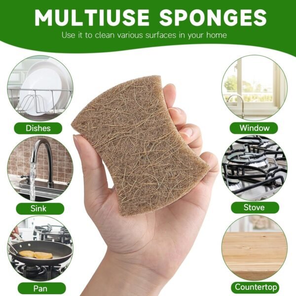 10 Pack Dish Sponges Kitchen，No-Scratch Eco-Friendly Dish Sponge, Natural Kitchen Sponges Pack for Washing & Cleaning, Quick-Drying, Odor Free - Image 4