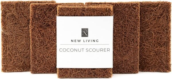 Coconut Scourer x 8 | Dish Scrubbers | Natural Latex Rubber Protection | Eco Friendly | Biodegradable | Natural Product | Non Scratch