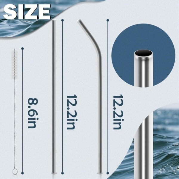 for Stanley Quencher 40oz Tumbler 6x Metal Stainless Steel Straws, 12inch Replacement Extra Long/Tall Straws for Stanley Cup 40oz Drinking Reusable Accessories (3x Straight & 3x Bent) - Image 5