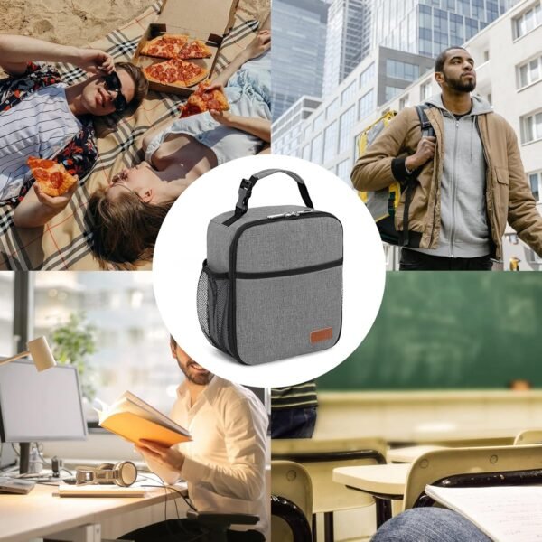 Femuar Lunch Box for Men Women Adults, Small Lunchbox for Work Picnic - Reusable Lunch bag Portable Lunch tote, Grey - Image 7