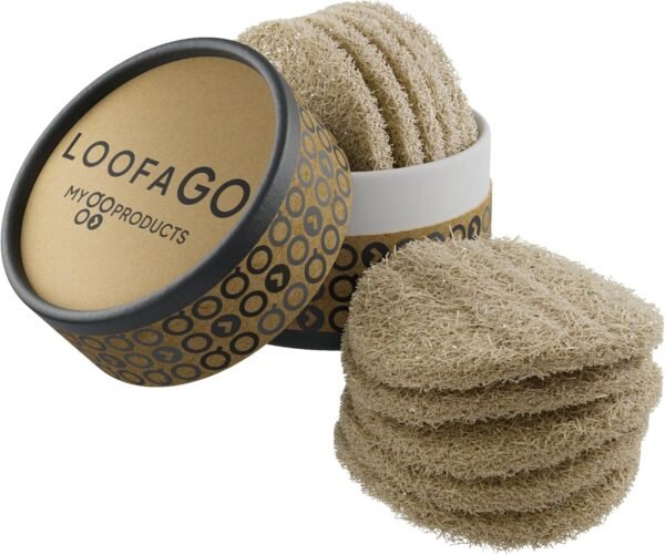 LoofaGO All-Purpose Natural Loofah Scrub Sponges, Biodegradable, Eco-Friendly for Kitchen, Shower, Bath, Skin, Facial, Body, and More (Pack of 10)