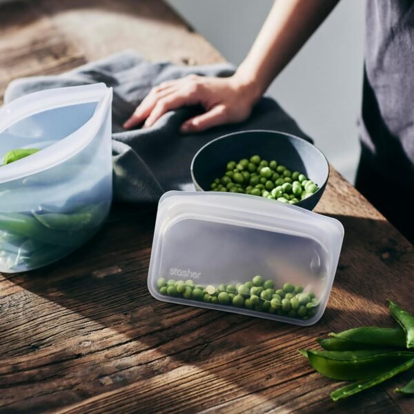 Stasher Premium Silicone Reusable Food Storage Bags, 4-Pack, Clear | Multi-Use Food Storage Bags, Lunch Bag, Travel Containers | BPA Free, Leak-free, Dishwasher-Safe, Eco-friendly - Image 6