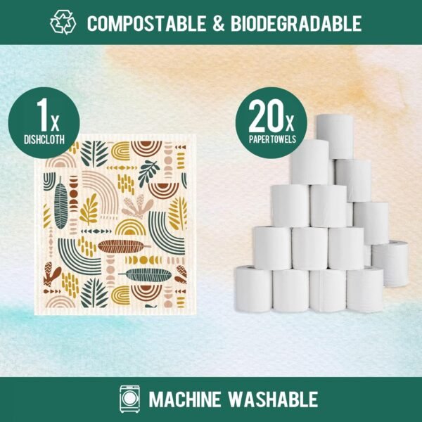 Morigins Swedish Dishcloths for Kitchen,6 Pack Minimalist Swedish Dish Towels,Cellulose Sponge Cloths,Non Scratch Reusable Paper Towels, Biodegradable and Reusable Kitchen Dish Rags - Image 3