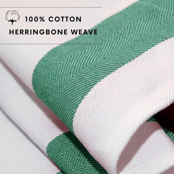Kitchen Towels | Cotton Dish Towels for Drying Dishes| Absorbent Kitchen Dish Towels, Dishcloths| Tea Towels for Embroidery|15"x25" Stripe Green Towels 6-Pack - Image 3