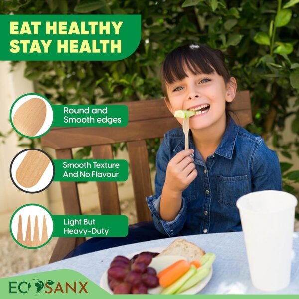 220 PCs Wooden Cutlery set | 6.5" Splinter Free Compostable Utensils, Biodegradable, Eco-Friendly | 100% All - Natural Bamboo Utensils for Outdoor, Party & More- Disposable Bamboo cutlery - Image 7