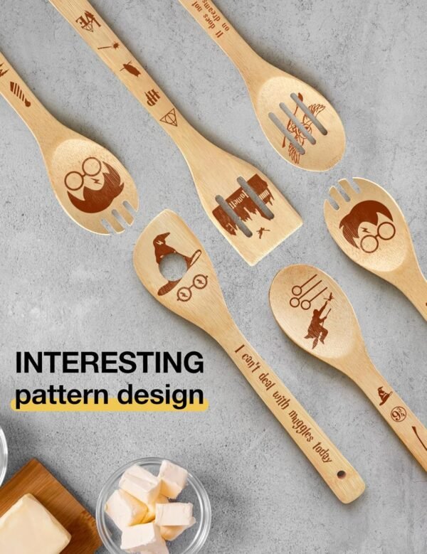 5Pcs Bamboo Spoons for Cooking Kitchen Utensils Set, Funny Friends TV Show Merchandise Spoons Kitchen Decor Accessories, Novelty TV Show Decor Kitchen Decor Halloween Gifts for Fans - Image 6