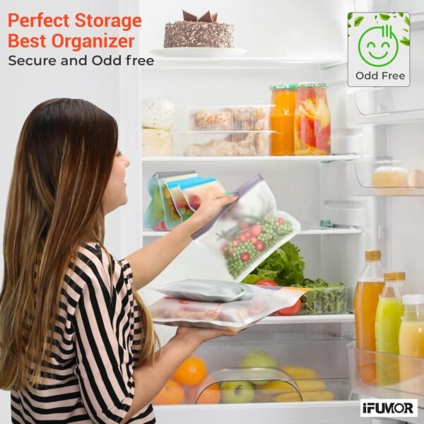 10 Pack Reusable Ziplock Bags Silicone - BPA Free, Leakproof Reusable Food Storage Freezer Bags, Dishwasher Safe, 3 Gallon, 4 Sandwich, 3 Snack Bags for Lunch, Marinate & Food Travel - Image 8