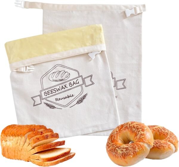 Beeswax Bread Bags for Sourdough - Reusable Bread Bags for Homemade Bread (2 Pack) - XL Cotton Beeswax Bag