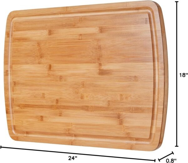 24 x 18 Inch XXL Extra Large Bamboo Cutting Boards - BEZIA Carving Board for Meat, Turkey, Vegetables, BBQ, Cheese - LARGEST Chopping Butcher Block with Juice Groove - Image 9