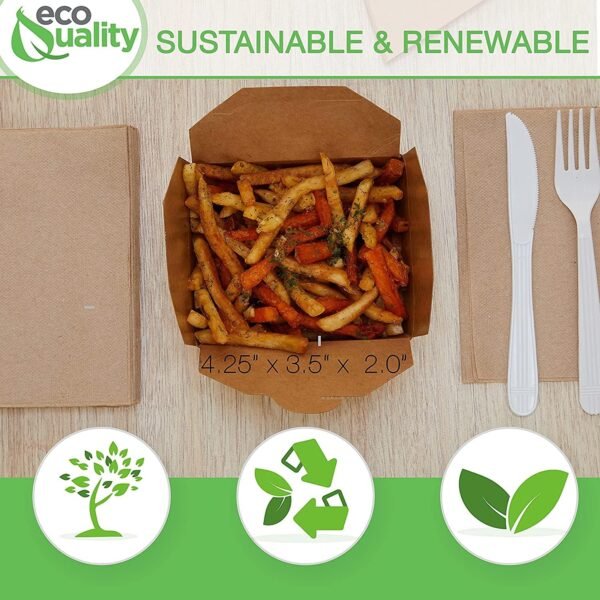 Take Out Food Containers 45 oz Kraft Brown Paper Take Out Boxes Microwaveable Leak Grease Resistant Containers - To Go Containers Restaurant, Catering, Food Truck - Recyclable Lunch Box #8 (50) - Image 6