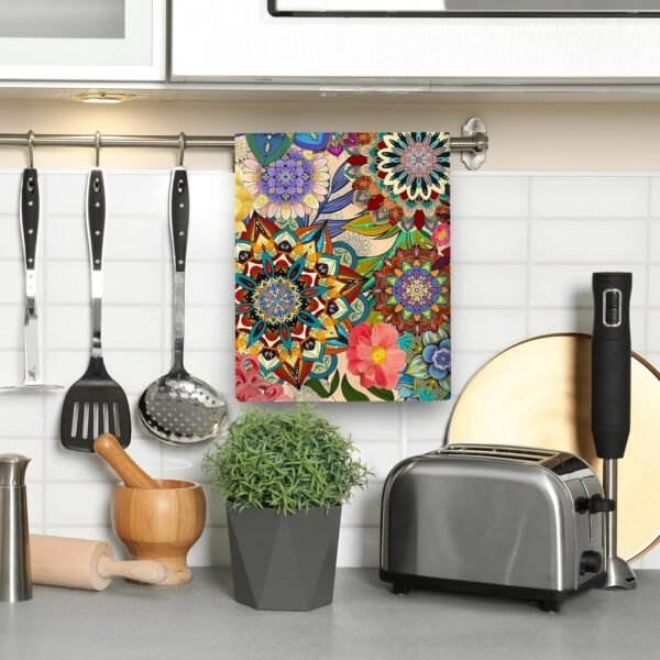 Boho Floral Kitchen Towels Decorative Set of 2, Colorful Flowers Dish Towels for Kitchen,Absorbent Soft Hand Towels Tea Towels Bar Towels for Kitchen Farmhouse Home Decor - Image 6