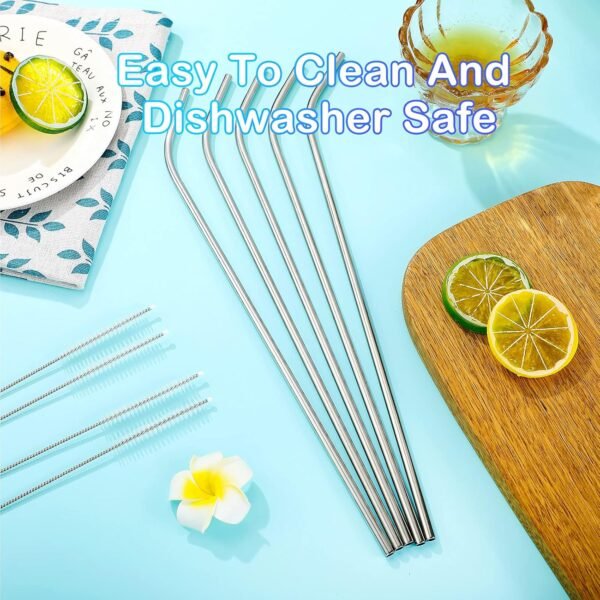 8 Pieces 14 Inch Stainless Steel Straws Long Drinking Straws for 100 oz Tumblers, Reusable Metal Drinking Straws Extra with 4 Pieces Cleaning Brush (Silver) - Image 5