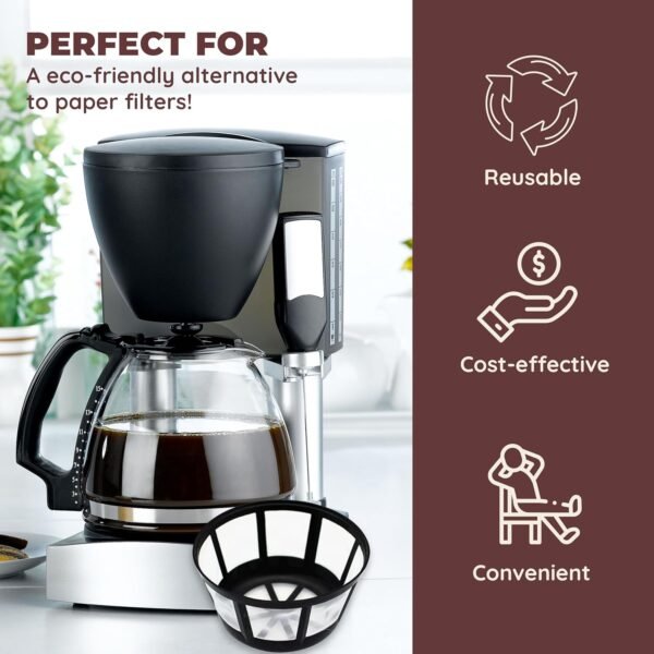 Fill 'n Brew Reusable Coffee Filter Basket for Most Coffe Makers, Such As Mr. Coffee Coffe Maker, Black & Decker Coffe Maker, Regal Coffee Maker & Procter Silex Coffee Maker - Image 4