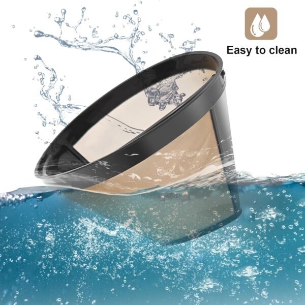 Gold Coffee Filter Reusable #4 Cone Coffee Filters Basket Replacement fits Cuisinart/Ninja Coffee Makers and Brewers (1) - Image 5