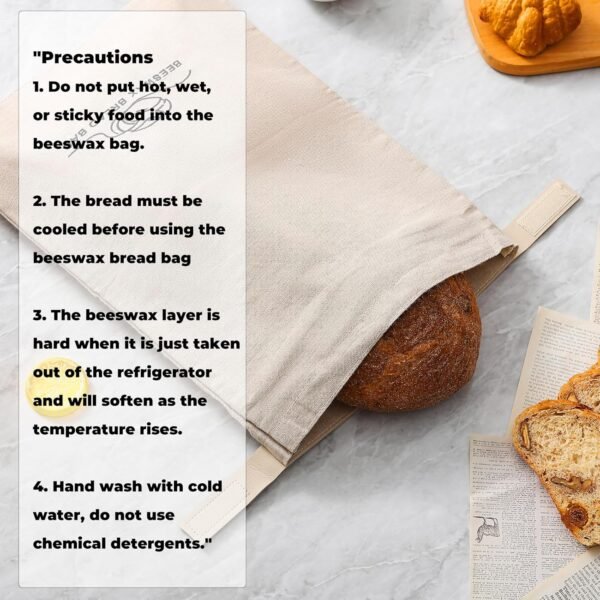 Bread Bags for Homemade Bread. Linen Beeswax Bread Bags. Sourdough Bread Bags. Beeswax Bread Bag（2 Pack). Reusable Bread Bags. Linen Bread Bags for Homemade Bread. XL-Bread Storage Bags. ZSHLXM - Image 7