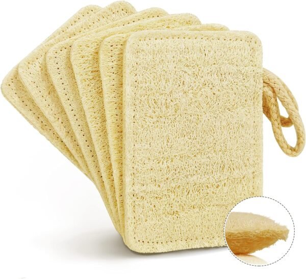 Natural Loofah Kitchen Dish Sponges Scrubber (6Pack), Non-Scratch Scrub Cleaning Sponge, Green Eco-Friendly Plant Fiber Biodegradable Loofah Sponges